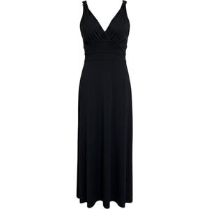 Kenzie Womens Black V-Neck Sleeveless Midi Dress Size Small Cocktail‎ Stretch